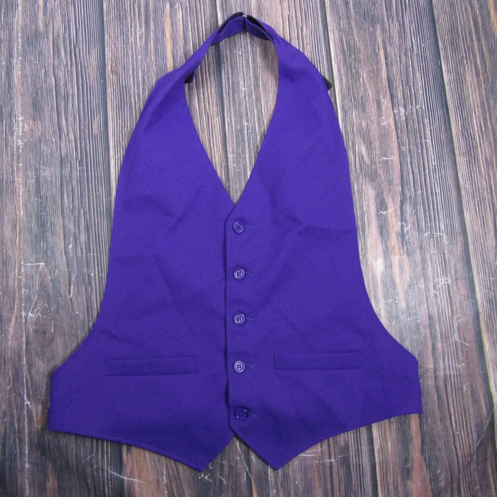 Unbranded Suit Vest Mens Large Purple Backless Halter Tuxedo Waistcoat Formal